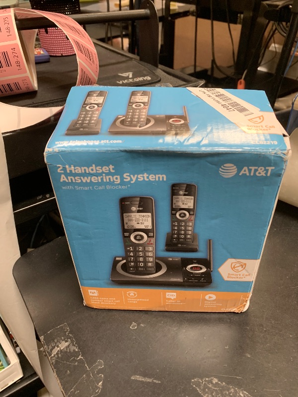 Photo 1 of AT&T CL82219 DECT 6.0 2-Handset Cordless Phone for Home with Answering Machine, Call Blocking, Caller ID Announcer, Intercom and Long Range, Black