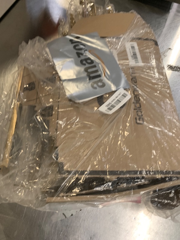 Photo 1 of Goldenwarm Brushed Brass Drawer Pulls Kitchen Cabinet Door Handle -LSJ12GD256 Gold Cabinet Pulls Modern Square Drawer Dresser Knobs Furniture Hardware Cupboard Pulls 10 inch Hole Center 30 Pack