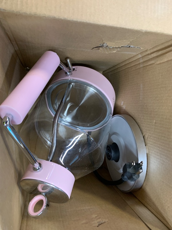 Photo 1 of Electric Kettle, ASCOT Glass Electric Tea Kettle 1.5L 1500W Retro Tea Heater & Hot Water Boiler, No Plastic, BPA-Free, Cordless, with Auto Shut-Off and Boil-Dry Protection (Pink)