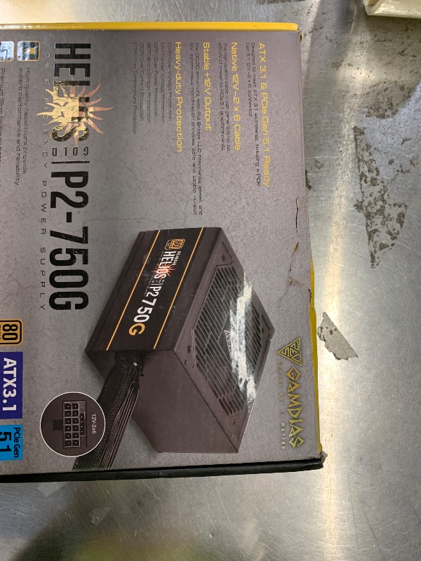 Photo 1 of GAMDIAS PCIe 5.1 & ATX3.1 Gold 750W Power Supply for GeForce RTX 5000/4000/3000 Series, 750W Fully Modular ATX 80 Plus Gold Computer PSU for Gaming PC Desktops, Low-Noise Fan, Helios P2-750G