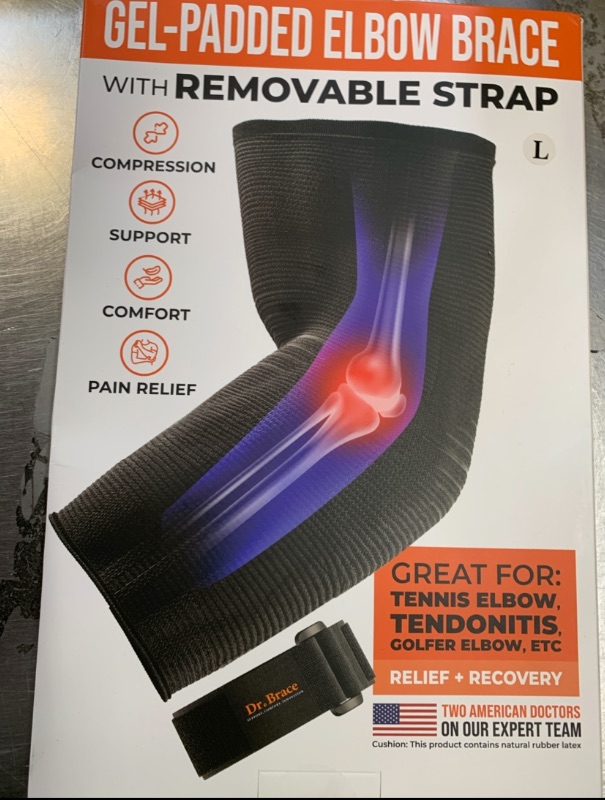 Photo 1 of DR. BRACE® Elite Elbow Brace Support, Breathable Elbow Compression Sleeve with Gel Pad for Golfer's, Tennis Elbow & Tendonitis Treatment & Pain Relief 2024 (Black, Large)
