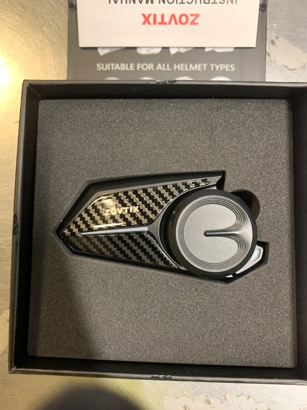 Photo 1 of ZOVTIX Motorcycle Helmet Headset 8 Riders Communication System X8 Intercom with Music Sharing/HiFi Sound/3 EQ Music Modes/DSP&CVC Noise Cancellation/IP67/FM Radio - X8-Carbon Fiber 1 Pack