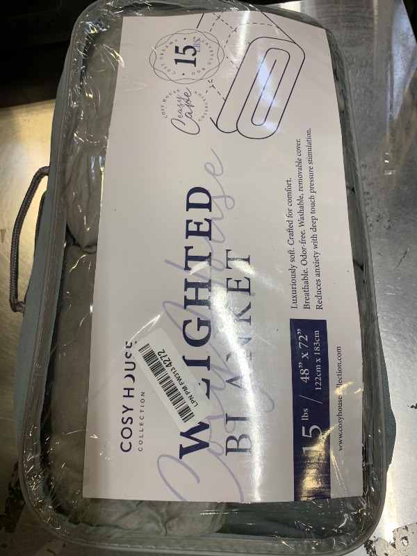 Photo 1 of Cosy House Collection Adult Weighted Blanket (48" x 72", 15 Lbs) & 100% Rayon Derived from Bamboo Removable Cover - Twin Size Heavy Blanket with Premium Glass Beads - Grey