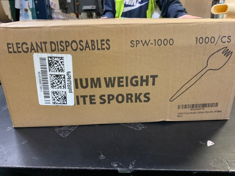 Photo 1 of 1,000 Plastic Disposable Sporks Bulk White Medium Weight Disposable Silverware Plastic Cutlery Spork