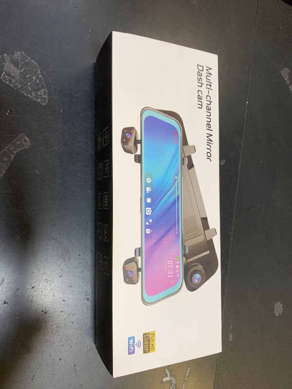 Photo 1 of 4 Channel Mirror Dash Cam, 360 Dash Camera FHD 1080P Front and Rear 12'' Full Touch Screen, Built-in WiFi, GPS, Parking Monitor, IR Night Vision with Free 128G Card