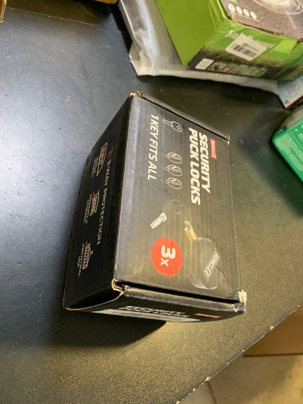 Photo 1 of Vehiclex 3-Pack Heavy-Duty Puck Lock Set – Keyed Alike, Hidden Shackle Lock – Rust-Resistant Security for Trailers, Garages, Cargo Doors – Red