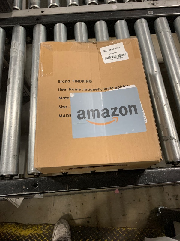 Photo 1 of **SEE NOTES** FINDKING Magnetic Knife Block, Double Sided Holder, Powerful Magnet Kitchen Storage, Acacia Wood and Blue Resin (12 x 10 Inches, Without Knives)