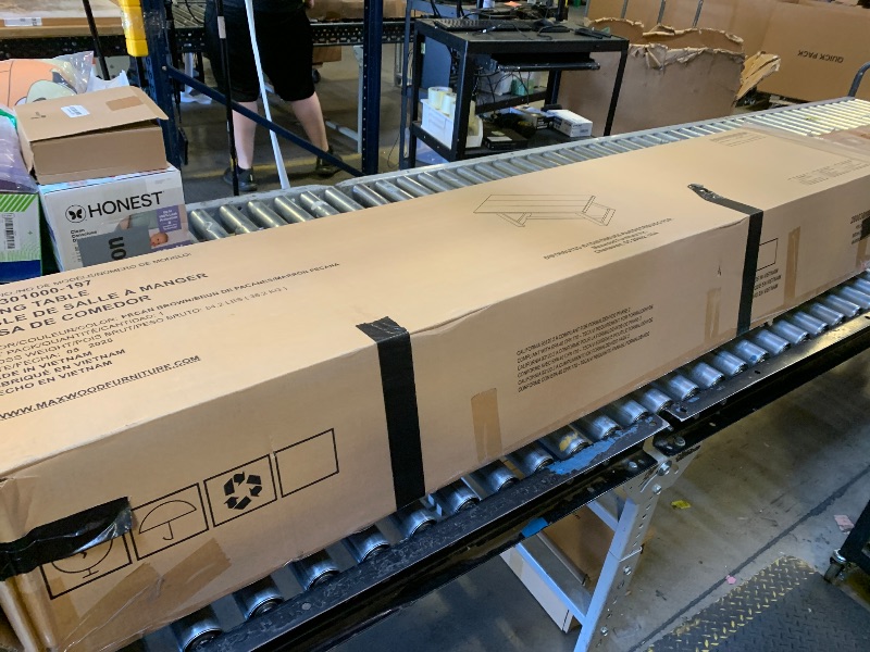 Photo 1 of Plank+Beam 72 Inch Farmhouse Dining Table, Solid Wood Rustic Kitchen Table, Large Wooden Rectangular Dinner Table for Dining Room, Home Office, Living Room Furniture, Easy Assembly, Pecan Wirebrush