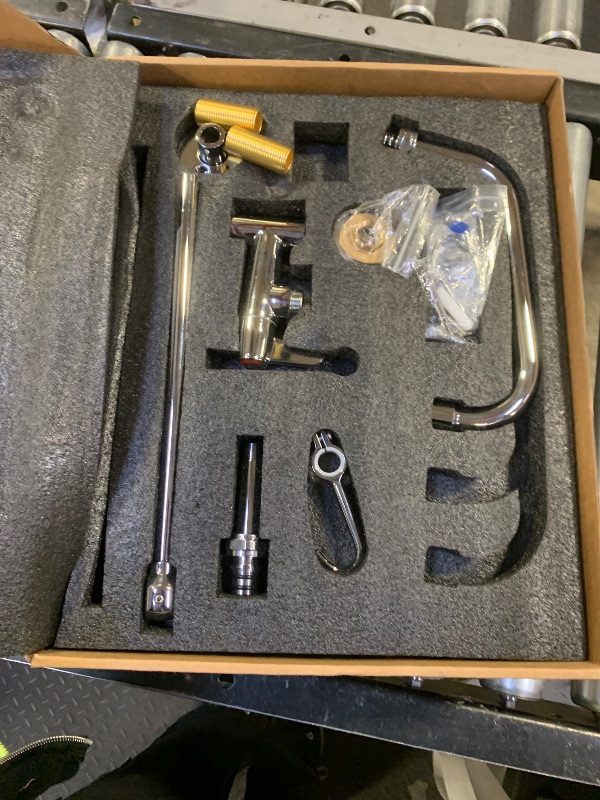 Photo 1 of BZIMAK Commercial Faucet with Sprayer, 21 Inch Height Commercial Sink Faucet Wall Mount with 8" Adjustable Center and 8" Add-on Swing Spout & Pull Down Pre Rinse Sprayer