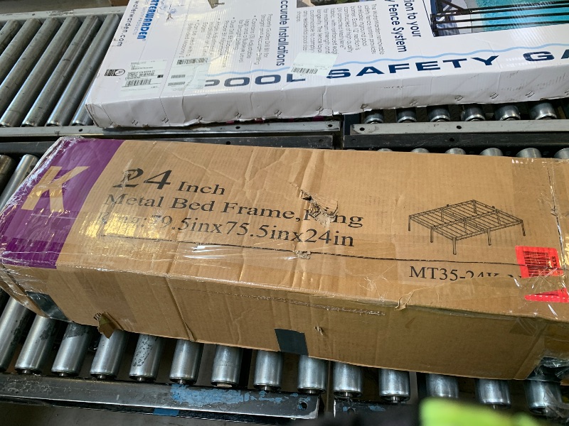 Photo 1 of NKZ 24 Inch King Size Bed Frame, Metal Bed Frame & Box Spring 2 in 1 Platform with Round Corner Legs, 4000Lbs Heavy Duty Metal Frame, Mattress Slide Stopper, Headboard Hole, Noise-Free, Easy Assembly