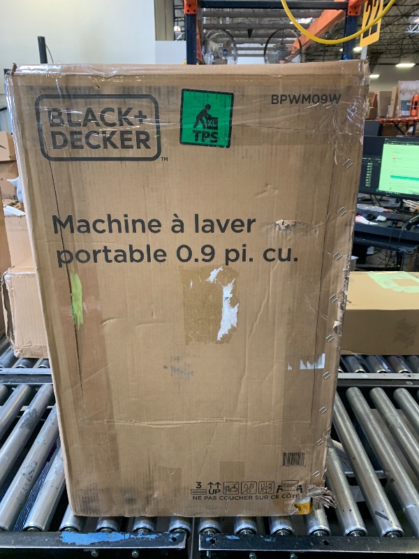 Photo 1 of BLACK+DECKER 0.9 Cu. Ft. Portable Washer, 6.6 lb. Capacity Washing Machine for Homes & Apartments, 5 Wash Cycles, Quick Connect Sink Adapter and Drain Hose Included, Transparent Lid, BPWM09W, White