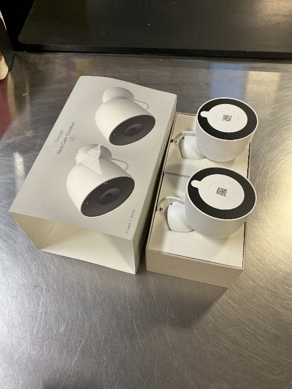 Photo 1 of Google Nest Cam Outdoor (Wired, 2nd Gen) - 2 Pack - Security Camera with 2K Video and Gemini, Night Vision, 2-Way Audio - Works with Google Home - 2025 Model - Snow