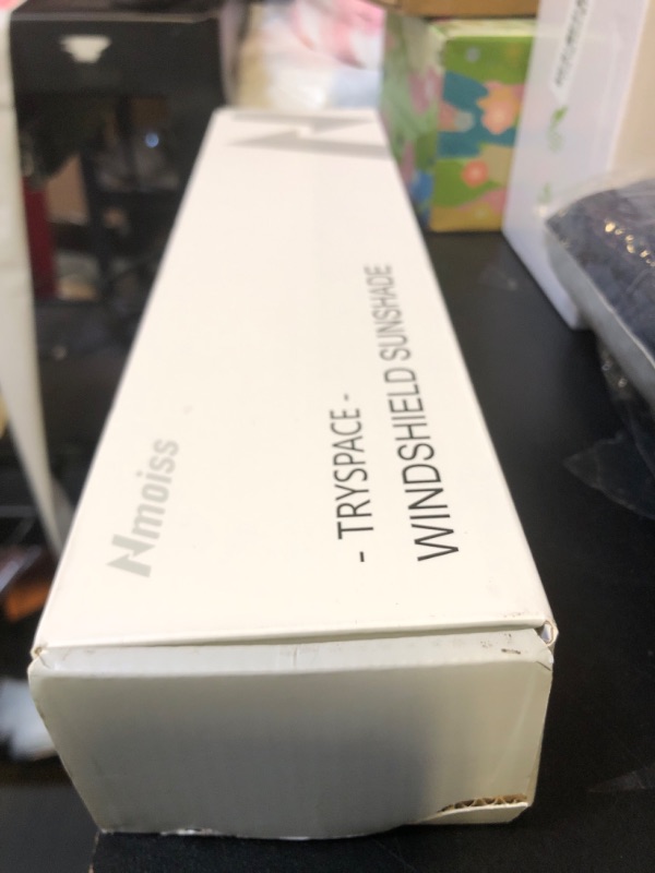 Photo 1 of [Upgraded] Nmoiss Windshield Sun Shade Umbrella - [Vinyl Coating Heat Shield] Protect Car from Sun Rays & Heat Damage Keep Cool and Protect Interior, Spring Structure Edge Medium 56" L x 31" W