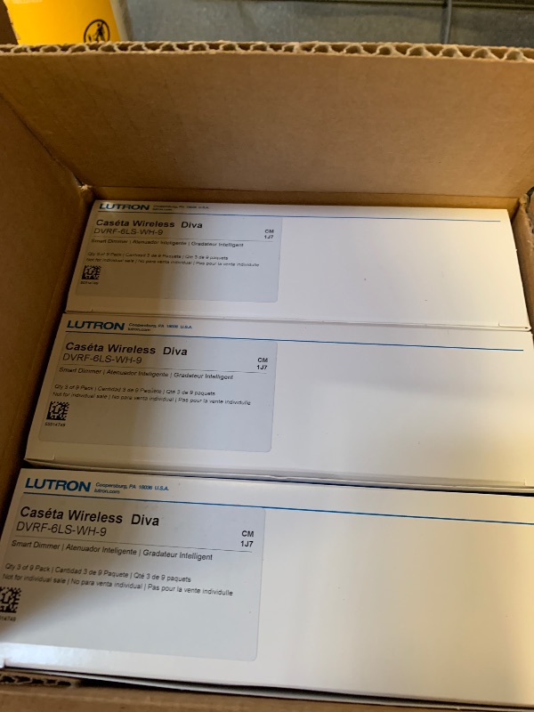 Photo 1 of Lutron Diva Smart Dimmer Light Switch for Caseta Lighting (Lutron Smart Hub Required), for LED Lights, 150W, Single-Pole/3-Way, No Neutral, White, 9 Pack