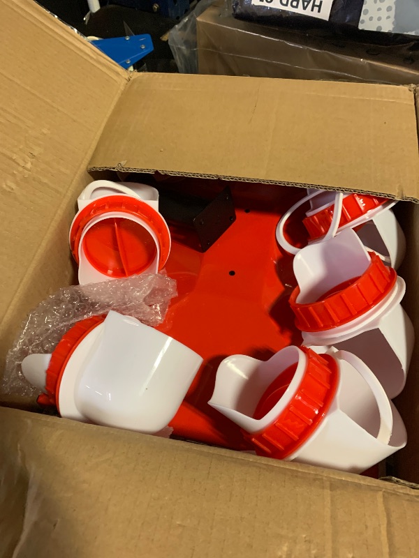 Photo 1 of GADFISH 55 lbs–65 lbs Large Capacity Automatic Chicken Feeder - 8 Feeding Ports, No Waste Chicken Feeder, Height-Adjustable Legs & Secure Locking Lid for Chickens, Ducks & Poultry