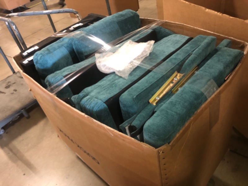 Photo 1 of 89" Chenille 3 Seats Sofa with 2 Pillows, Modern Upholstered Sofa with Deeper Seats, Comfy Sofa with Thickened Cushions for Living Room, Apartment, Teal