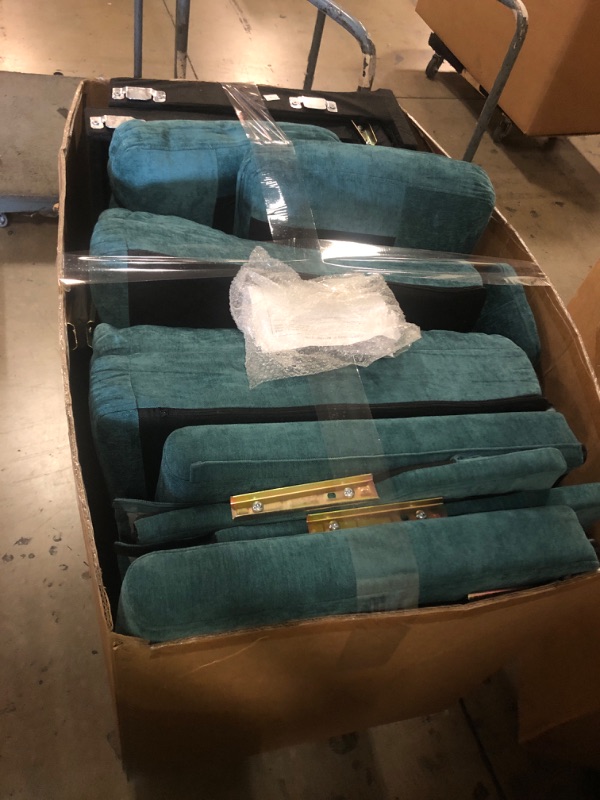 Photo 1 of 89" Chenille 3 Seats Sofa with 2 Pillows, Modern Upholstered Sofa with Deeper Seats, Comfy Sofa with Thickened Cushions for Living Room, Apartment, Teal