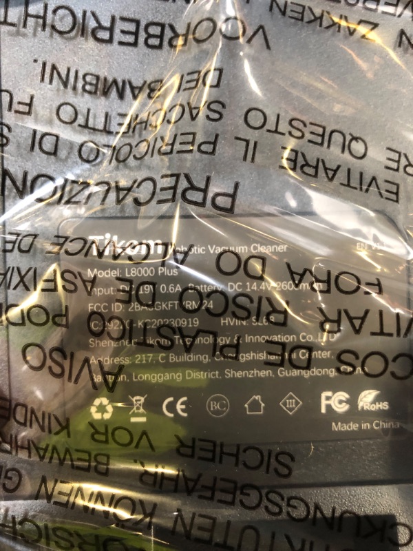 Photo 1 of Tikom Robot Vacuum and Mop, 6000Pa Robotic Vacuum Cleaner with Self-Emptying Base, 90 Days Capacity, LiDAR Navigation, Home Mapping, Ideal for Pet Hair, Hard Floors, Carpet (L8000 Plus)