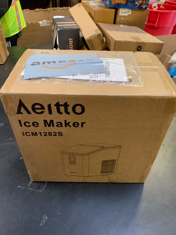 Photo 1 of Aeitto Ice Maker Countertop 26lbs/24H, Ice Machine 8 Ice Cubes Ready in 6 Mins, 2 Sizes of Bullet Ice Portable Ice Makers with Basket & Scoop, Auto Self-Cleaning for Home/Kitchen/Office Stainless