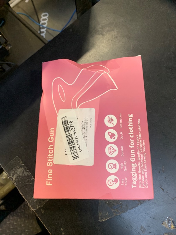 Photo 1 of **INCOMPLETE, MISSING PIECE** Stitch For Clothes, Tagging Gun for Clothing, Handheld Stitch Gun Quick Clothing Fixer with 2000pcs Fasteners, Mini Sewing Tagging Gun for Quick Repairs, Jeans, Curtains, Includes 6 Needle(Pink)