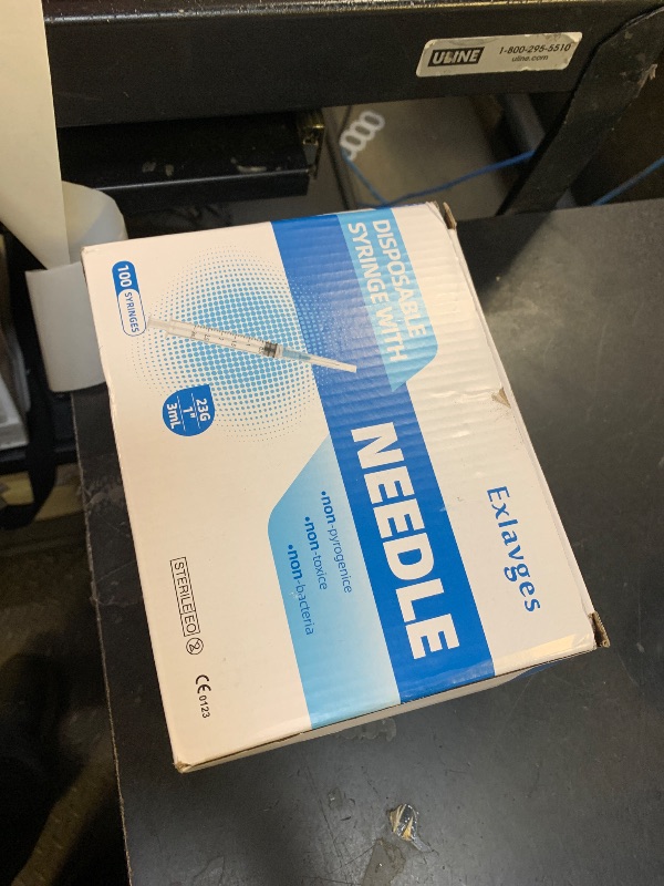 Photo 1 of 100 Pack Disposable 3ml/cc Lab Syringes with 23Ga 1 Inch Needle Luer Lock, Individually Sealed Packed