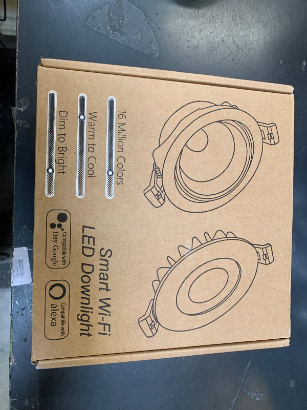 Photo 1 of Smart 3 Inch LED Recessed Lighting, Ultra-Thin 60°Adjustable Downlight, 5W WiFi Compatible with Alexa and Google Home, Dimmable RGB & CCT 2700K-6500K, 120V Ceiling Light with LED Driver, 4 Pack