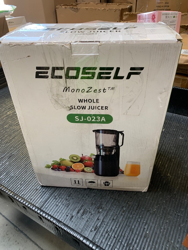 Photo 1 of ECOSELF Cold Press Juicer - 5.3" Large Mouth Feed Chute with Self Feeding & Hands-Free Design - Juicer Machines for Fruit & Leafy Greens - Juice Extractor Machine Easy to Clean & Assemble - With Brush