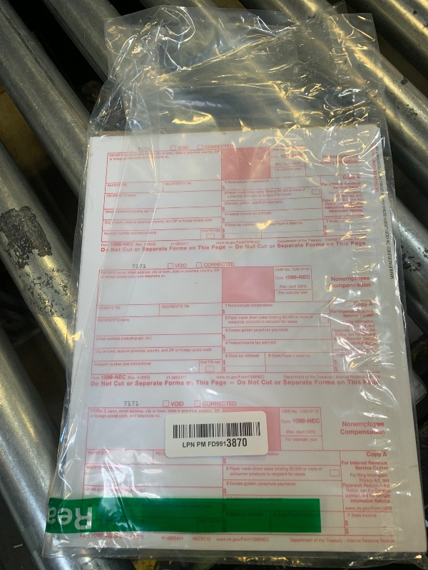 Photo 1 of 1099 NEC Forms 2025, 50 Pack 3 Part Laser Tax Forms Kit Pack of Federal/State Copy's, 1096's. Great for QuickBooks and Accounting Software, 2025, 1099-NEC 50 Pack