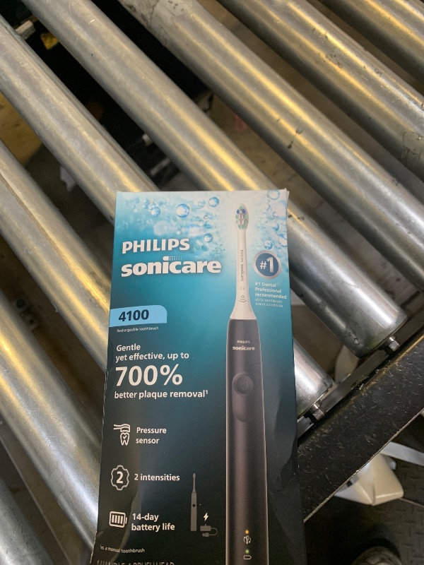 Photo 1 of Philips Sonicare 4100 Series Electric Toothbrush - Sonic Toothbrush with Advanced Sonic Technology, Pressure Sensor, Two Intensity Settings, Smartimer & Quadpacer, Black, Model HX3681/24