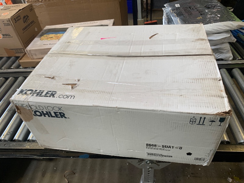 Photo 1 of *MINOR COSMETIC DAMAGE** Kohler K-8668-5UA1 Riverby 27" Undermount Single Basin Cast Iron Kitchen Sink with Basin Rack - White