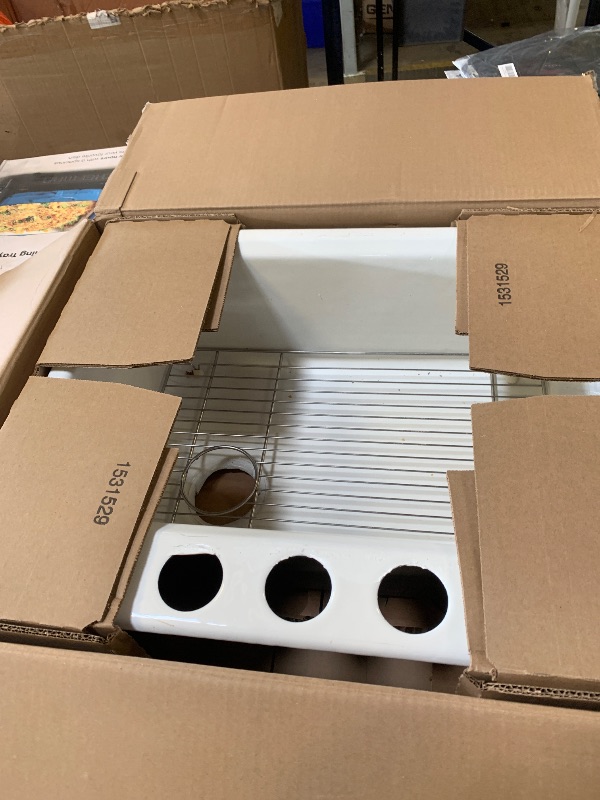 Photo 1 of *MINOR COSMETIC DAMAGE** Kohler K-8668-5UA1 Riverby 27" Undermount Single Basin Cast Iron Kitchen Sink with Basin Rack - White