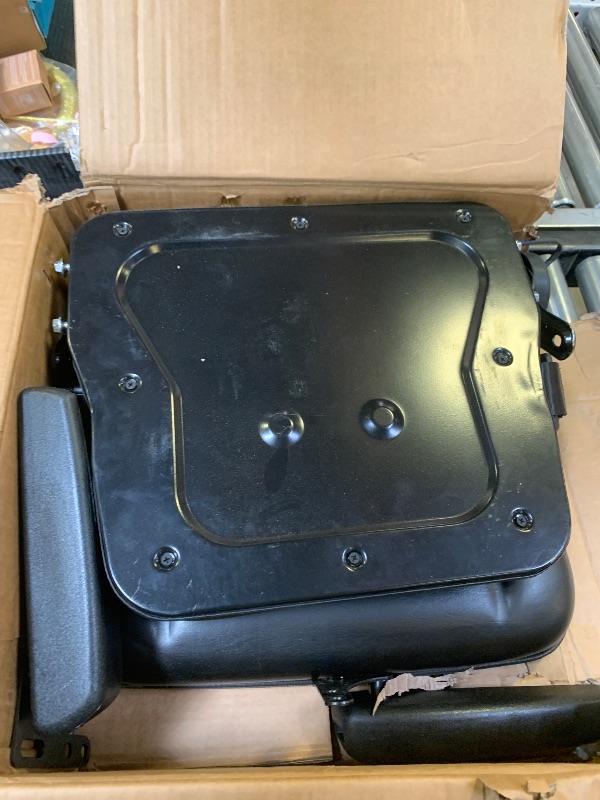 Photo 1 of Tractor Seat, Forklift Seat, Universal Replacement, For Lawn Mower, Backhoe, Lawn Tractor, Skid Steer, Lawnmower, Fork Lift, Riding Equipment, Excavator, Skidsteer, Adjustable, With Armrest, Seatbelt