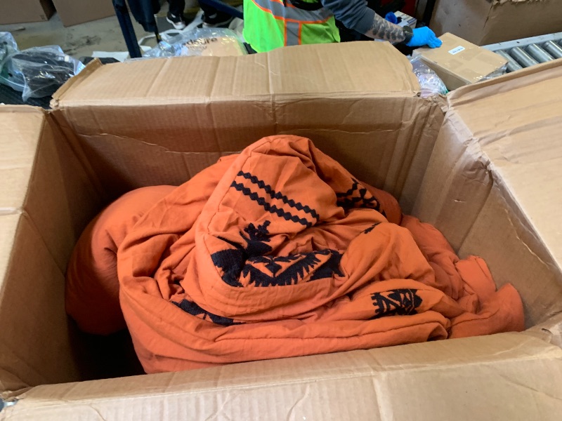 Photo 1 of MaiRêve Embroidery Comforter Set, Boho Farmhouse Western Bedding Set, All Season Bed in A Bag Comforter Set with Sheets, Pillowcases & Shams, Burnt Orange California King 7 Pieces