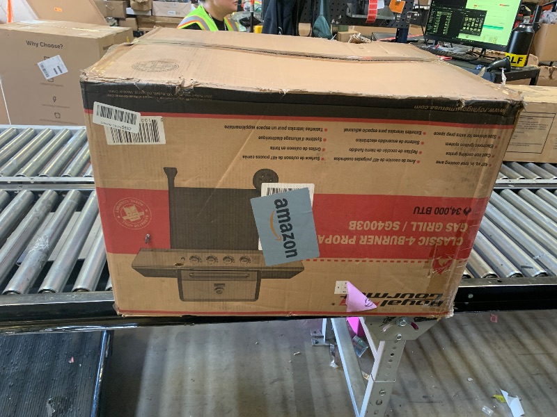 Photo 1 of Royal Gourmet 4-Burner Propane Gas Grill with Warming Rack, Outdoor BBQ Grill with 34,000 BTUs Output for Patio Garden Barbecue Grilling, Black & Silver