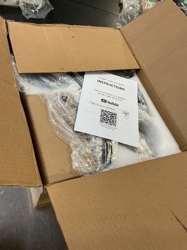 Photo 1 of 3WWWUEE Modern Chrome Crystal Chandelier, 20 Inch Large Ceiling Pendant Light Fixture with 50'' Adjustable Hanging Chain, 5-Light Farmhouse Chandelier for Dining Room, Living Room, Bedroom, Entryway