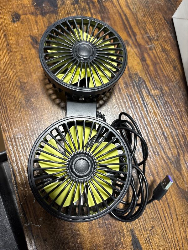 Photo 1 of **MISSING CLIP**
Hayousui USB Car Cooling Fans for Backseat: Dual Head Car Fan for Kids 3 Speeds 360° Rotatable Vehicle Rear Headrest Fans 5V/2A Powerful Electric Air Circulation Fan for Sedan SUV RV Truck (USB Plug)
