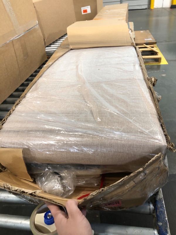 Photo 1 of *** STOCK PHOTO SIMILAR NOT EXACT ***Fluest Queen Bed Frame, Platform Bed Frame with Velvet Upholstered Headboard, No Box Spring Needed, Sturdy Metal Support, Noise Free, Easy Assembly, Modern Bedroom Furniture, Beige