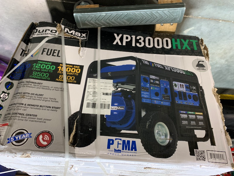 Photo 1 of ** FACTORY SEALED** DuroMax XP13000HXT 13,000-Watt 500cc Tri Fuel Gas Propane Natural Gas Portable Generator with CO Alert, Black/Blue
