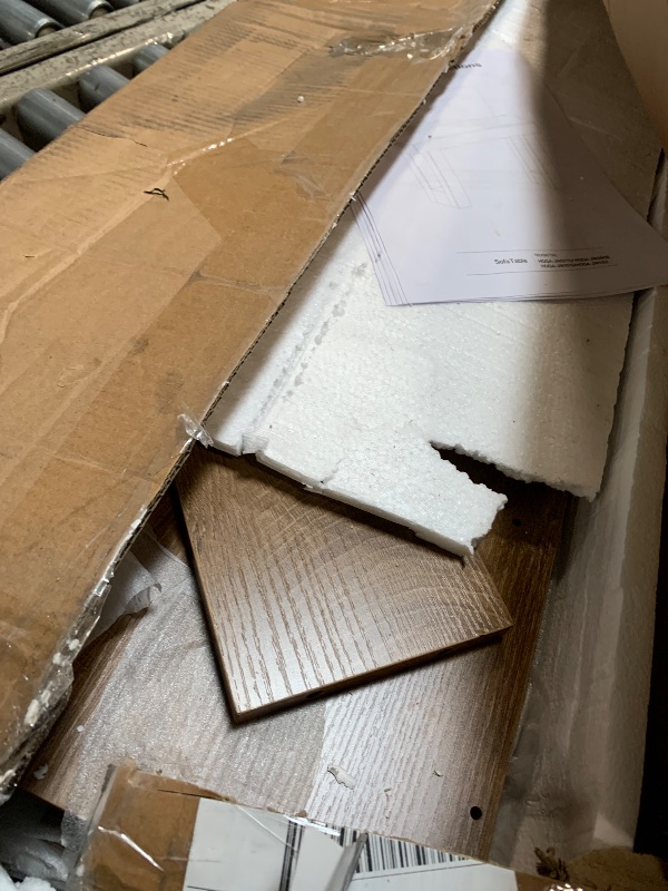 Photo 1 of ** VERY USED** NO RETURNS** LITTLE TREE 63 Inches Long Console Table for Entryway, Sofa Table Behind Couch, Wooden Entry Table Foyer Hallway Table, Industrial Console Sofa Table for Living Room, Oak Color