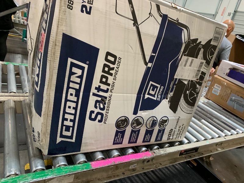 View 2 of *UPDATED 3/27/26* Chapin 88200A Spreader, Salt, Ice Melt, All Season, SaltPro, Walk Behind, Spiked Auger, Adjustable Baffles, 12" Tires, Coated Steel Frame, Enclosed Gears, Weather-Resistant, Rain Cover, 80Lbs