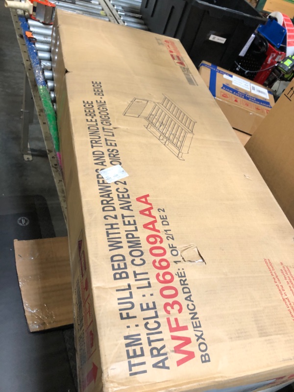 Photo 1 of (4/11/2026 ***FINAL SALE/NO RETURN, SOLD AS PARTS***)
YOPTO Full Size Upholstered Platform Bed with 2 Drawers and 1 Twin Size Trundle,Linen Fabric Bed Frame W/Tufted Stripe Headboard and Slats Support,Easy Assembly,for Bedroom,Apartment,Beige