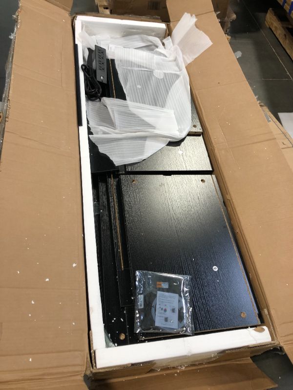 View 2 of ** VERY USED ** DWVO Farmhouse TV Stand for 65 Inch TV, Black Entertainment Center with LED Lights & Power Outlet, TV Media Console with Storage for Living Room, Black