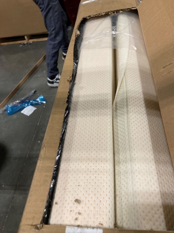 Photo 1 of ** NO RETURNS**  FINAL SALE** Zinus Upholstered Metal and Wood Box Spring, 4 Inch Mattress Foundation, Easy Assembly, Fabric Paneled Design, Queen, Grey