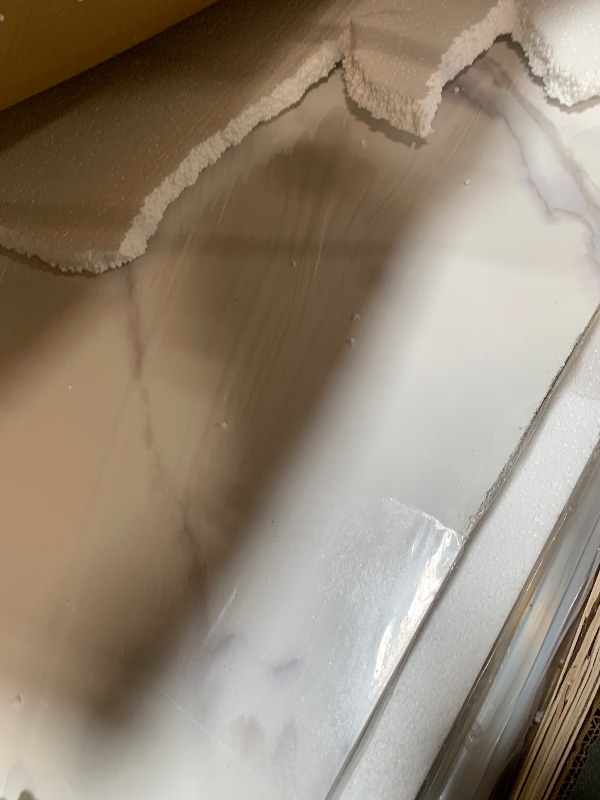 Photo 1 of ** DAMAGE MINOR** Shower Surround Wall Kit, 36D*60W*96H Inch 1/8"(3mm) Thick, Grid Surface Wall Panels for Shower Enclosure, White Marble Finish, SMC Material