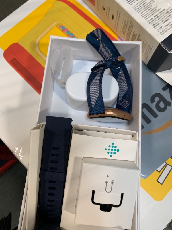 Photo 1 of **UNTESTED**
Fitbit Versa 2 Special Edition Health and Fitness Smart Watch with Heart Rate, Music, Alexa Built-In, Sleep and Swim Tracking, Navy and Pink Woven/Copper Rose, One Size (S and L Bands Included), 2.3