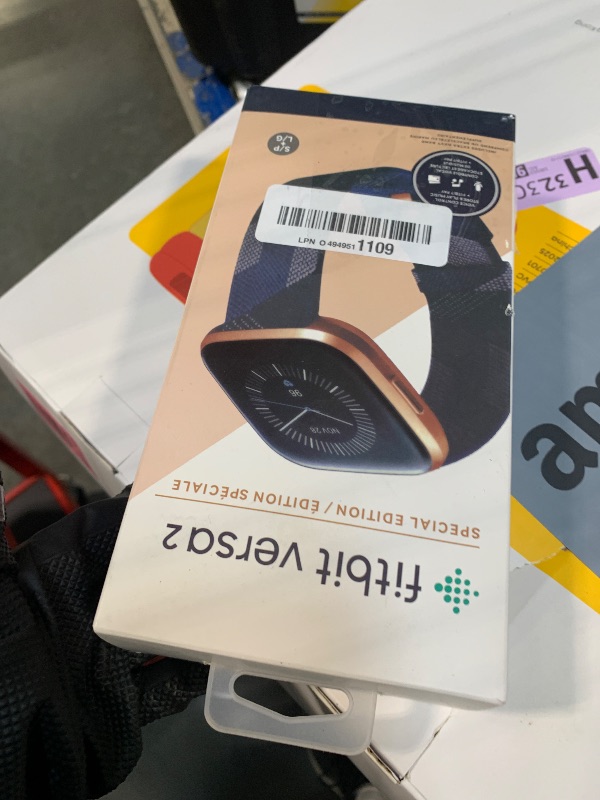 Photo 1 of **UNTESTED**
Fitbit Versa 2 Special Edition Health and Fitness Smart Watch with Heart Rate, Music, Alexa Built-In, Sleep and Swim Tracking, Navy and Pink Woven/Copper Rose, One Size (S and L Bands Included), 2.3