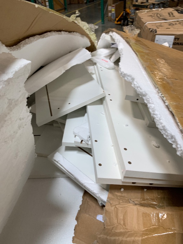 Photo 1 of ** VERY USED**  NO RETURNS FINAL SALE** Makeup Vanity Desk with Lighted Mirror, Dressing Table Set with 4 Drawers, Power Outlet, Storage Stool, Storage Shelves, Vanity Mirror 3 Lighting Color Adjustable, Vanity Set for Bedroom, White