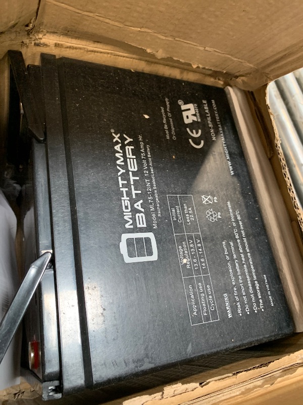 Photo 1 of ** VERY USED** NO RETURNS FINAL SALE** ML75-12INT -12 Volt 75 AH, Internal Thread (INT) Terminal, Rechargeable SLA AGM Battery