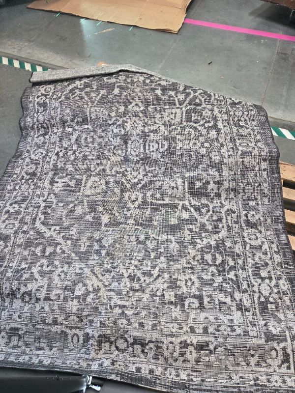 Photo 1 of ***SIZE IN IMAGE, VIEW IMAGE*** JONATHAN Y Boho Medallion Indoor Outdoor Area Rug 8X10 Black/Gray, Malta Textured Weave for Backyard, Patio, Porch, Easy-Cleaning, High Traffic, Pet-Friendly, Non-Shedding (SMB104C-8)