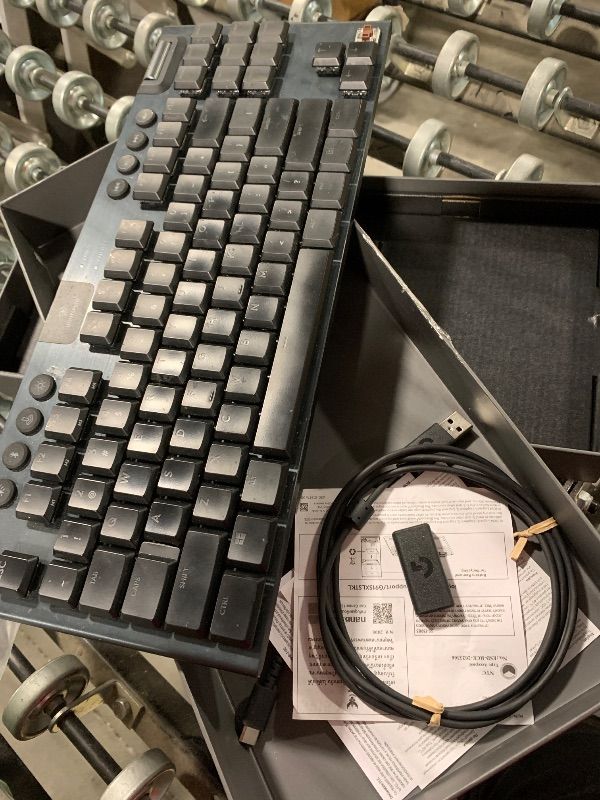Photo 1 of ***MISSING RIGHT ARROW KEY***Logitech G915 X Lightspeed TKL Low-Profile Wireless Gaming Keyboard, Double-Shot PBT Keycaps, Fully Programmable Keys, RGB Backlighting, Sleek Aluminum Finishing, GL Brown Tactile - PC/Mac - Black***MISSING RIGHT ARROW KEY***